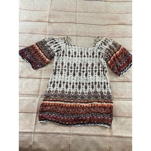 Angie Women's Cold Shoulder Bohemian Printed Tunic Blpuse - Large - Picture 10 of 10